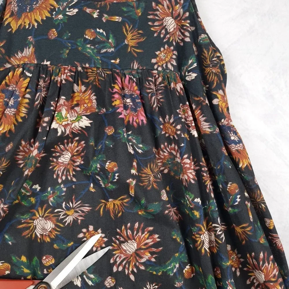 NATURAL LIFE Black Floral Maxi Dress with Green and Mustard Accents - Picture 8 of 16